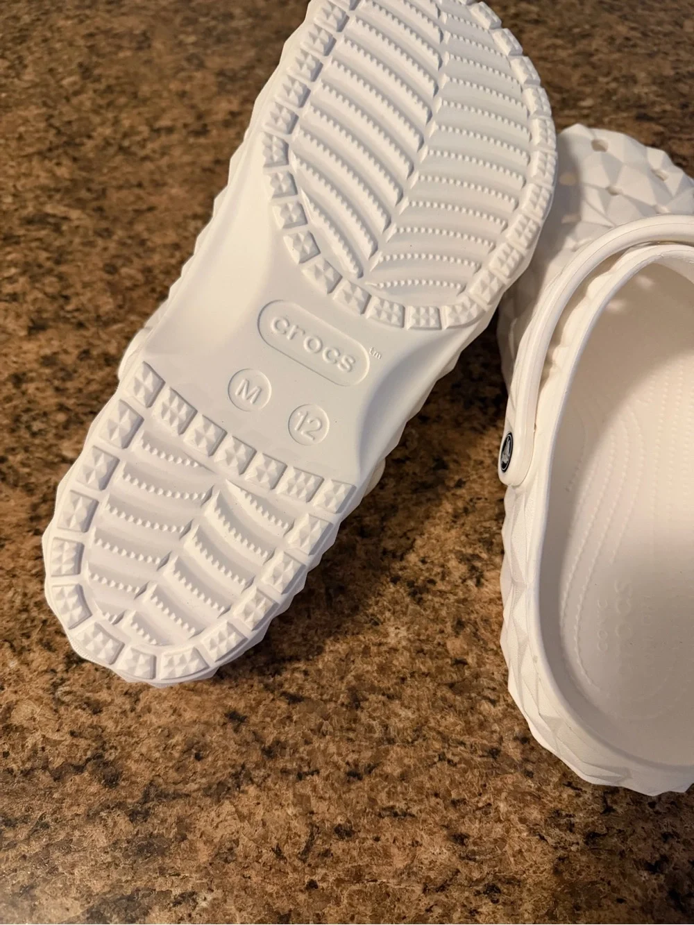 Crocs Classic Men’s Geometric White Slip-On Clogs!!(Men 12)